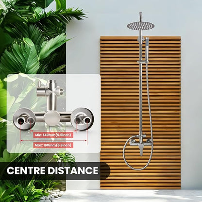 gotonovo Outdoor Shower Fixtures SUS304 Stainless Steel Rain Shower Kit Faucet High Pressure Wall Mount 2 Dual Function 8 Inch Showerhead and Handheld Spray Combo, Single Handle, Brushed Nickel