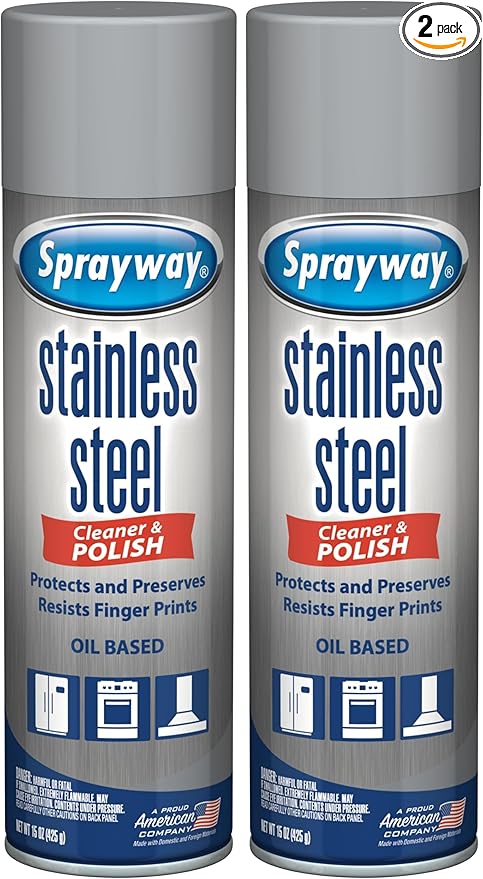 Sprayway SW841 Stainless Steel Cleaner and Polish, Protects and Preserves, Resists Streaks and Finger prints, 15 Oz (Pack of 2)