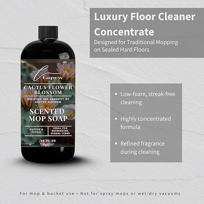 Lapew Cactus Flower Scented Mop Soap - Luxury Floor Cleaner Concentrate for Mopping Tile, Laminate, Vinyl & Hardwood | Streak-Free, Low-Foam | 36 oz