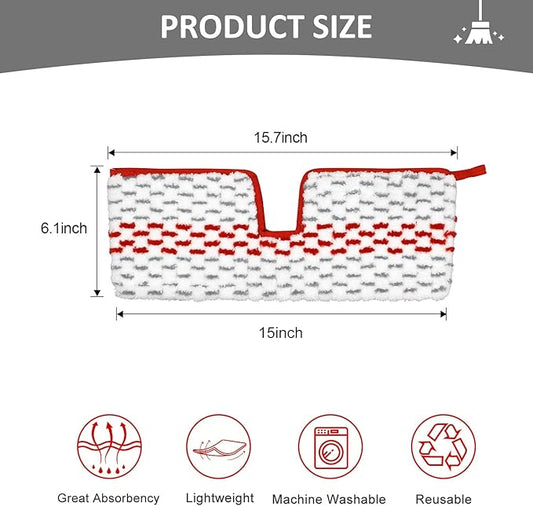 GFRED Microfiber Spray Mop Pads Compatible with Oceda ProMist MAX, Dual-Action Washable Flip Mop Pads Replacement for Dry Wet Floor Cleaning, 3 Packs Red
