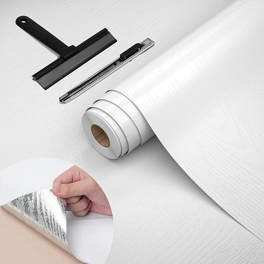 WADILE Peel and Stick Wood Grain Wallpaper 15.7"x196.8" Waterproof Self Adhesive Contact Paper for Kitchen Backsplash Countertops Furniture Cabinets Walls – Removable Vinyl with Free Knife & Squeegee