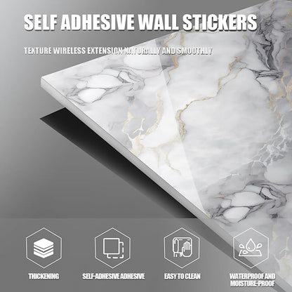 10pcs Marble Peel and Stick Waterproof Wall Panels,Heat-Resistant Backsplash Tile, 23.6"x11.8" PVC Foam Wall Sticker for Kitchen,Living Rooms,TV Walls,Colorful (Not Real Tile 19.4Sq. Ft.)