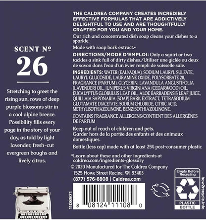 Caldrea Dish Soap, Biodegradable Dishwashing Liquid made with Soap Bark and Aloe Vera, Lavender Cedar Leaf, 16 oz , 3 Pack