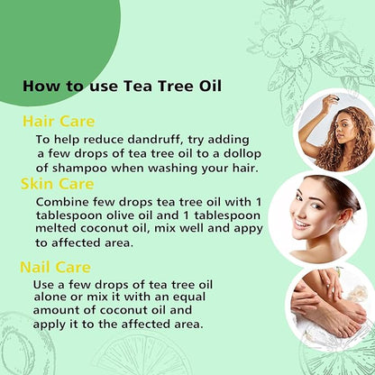 GM Gumili Tea Tree Oil for Skin, Hair, Nails, Face Body Wash, Foot Soak, Spray, 100% Pure Tea Tree Essential Oil - 30ml