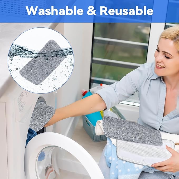 NE033/NE033M Steam Replacement Mop Pads: 6 Pack Steam Mop Cloth Compatible with Neugo NE033 NE033M Series Steam Mop, Washable & Reusable Microfiber Steam Mop Cloth for All Types of Floors (Grey)