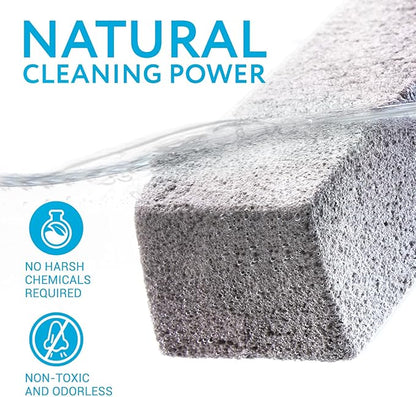 IMPRESA Pumice Stone Toilet Cleaner with Handle - 2 Count, White Hard Water Stain Remover & Toilet Bowl Cleaner - Versatile Pool Tile & Grout Cleaning Tool