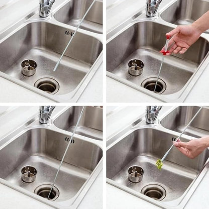 Sewer Cleaning Hook & No Need for Chemicals,Portrayi Sewer Cleaning Hook,Sewer Cleaning Hook Drain Clog Remover,Toilet Snake Clog Remover,Flexible Grabber Claw Long Drain Snake (63in)