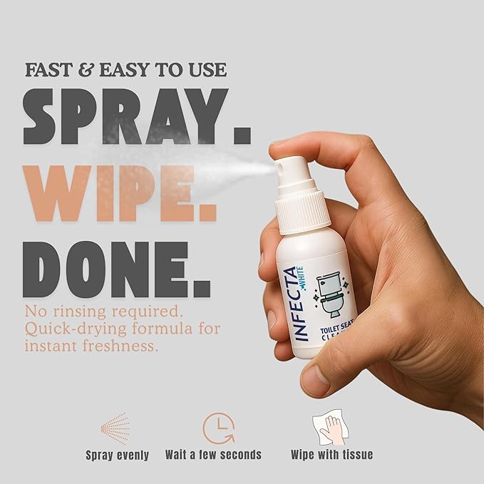 INFECTA WHITE – Toilet Spray, Travel Size Multipurpose Cleaning Spray (50 ml), All Purpose Cleaner for Toilet Seats, Bathtub, Fresh Scent, Bathroom Essentials & Mini Travel Toiletries (Pack of 2)