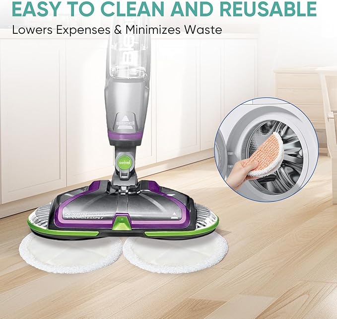 12 Pack 2124 Steam Mop Replacement Pads Compatible with Bissell Spin-Wave Hard Floor Spin Mop Cleaner 20393,20399,23157,23159