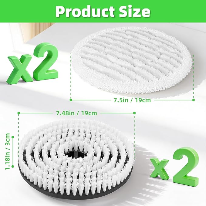 4 PACK Upgraded Steam Mop Replacement Pads for Shark Steam and Scrub Mop S8201 S8001 S8002 S7201 S7001 Series, Short Bristle Cleaning Brushes and Soft Scrub Pads for Deep Clean Home Hard Floors