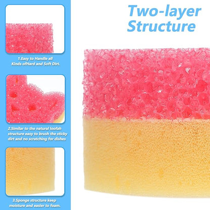 3 Pcs Cat Scrub Sponge Dual Sided Multi Functional Cute Dish Scrubber Non Scratch Cleaning Pads Temperature Sensitive Sponge for Washing Dishes Kitchen Household Bathroom