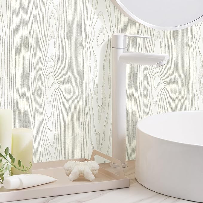 Yun-aeon Light White and Silver Wood Contact Paper 17.3"x200" Rustic Wooden Peel and Stick Wallpaper Removable Self-Adhesive Wallpaper Wood Grain Contact Paper for Countertops Cabinets