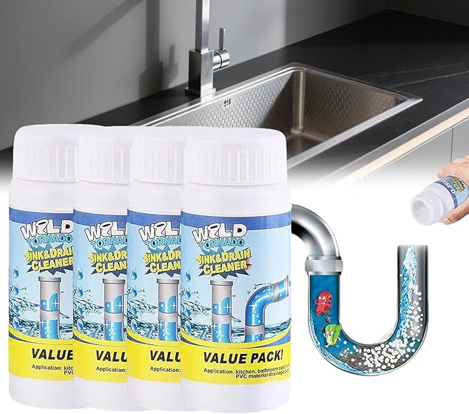Sink and Drain Cleaner, Garbage Disposal Cleaner, 2025 Upgrade Sink Drain Cleaner, Powerful Pipe Dredging Agent for Kitchen Toilet (4PCS)