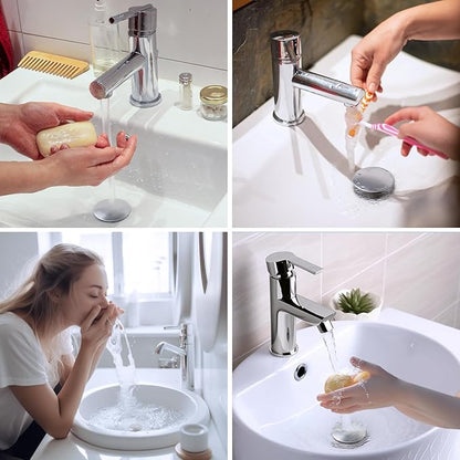 Hibbent 2 Pack All Metal Upgraded Bathroom Sink Stopper, Universal Pop Up Sink Drain Strainer, Brass Bullet Core Push Type Stopper for 1.1''~2.3''' Basin, Anti Clogging Drain Filter, Brushed Nickel