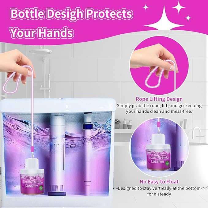 Toilet Bowl Cleaners, Toilet Cleaner, Automatic Long Lasting Continuous Toilet Bowl Cleaner, Prevent Stain Build Up Deep Clean, Each Pack for About 3 Months' Supply, Pink