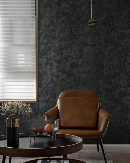 Yasinet Peel and Stick Wallpaper Black Removable Wallpaper Modern Black Contact Paper Dark Thicken Self Adhesive Textured Wall Paper for Cabinets Badroom Waterproof Vinyl 393.7"x 15.7"