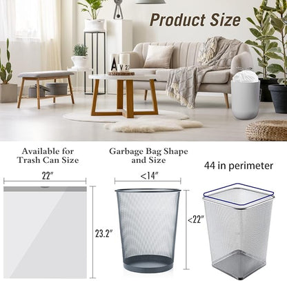 8 Gallon Trash Bags Drawstring, Strong Medium Kitchen Garbage Bag White Trash Can Liners, 22" x 23", (34 Count)