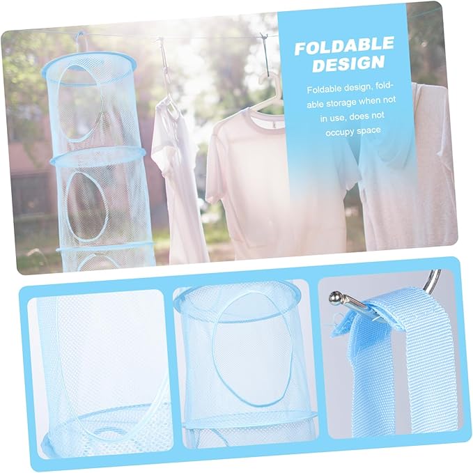 1pc Four Hanging Storage Basket for Clothes Plush Toys and Laundry Drying Breathable Design Space-saving Organizer