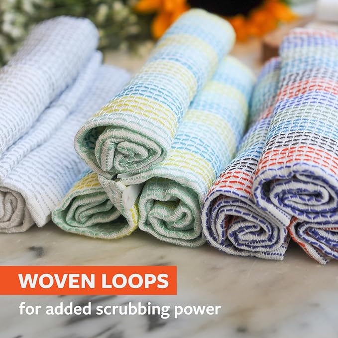 Full Circle Tidy 100% Organic Cotton Dish Cloths - Absorbent, Reusable, Kitchen Towels, Eco-Friendly, Machine Washable - Red