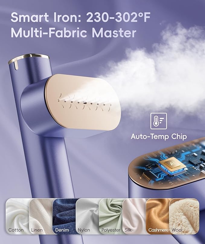 Steamer for Clothes, 1000W Portable Garment Steamer Travel Size, 100-240V Dual Voltage, 120ml Tank Handheld Steam & Iron 2 in 1, for Home, Business, Global & Europe Traveling, Blue