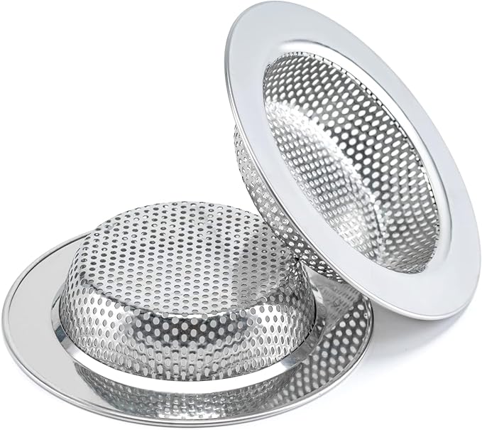2 Packs Sink Strainer for Most Kitchen Sink Drain Basket, Upgraded Double-Layer Safe Design Kitchen Sink Strainer, Outer Diameter 4.5 Inch
