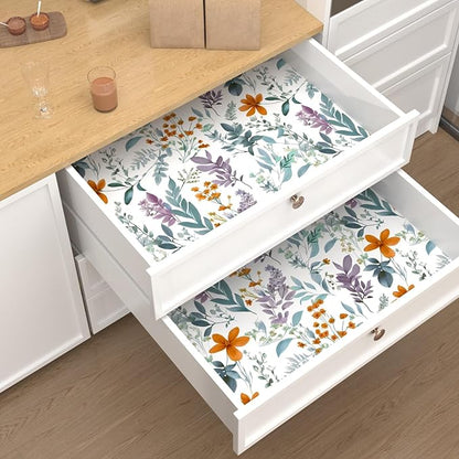 Blue Purple Leaf Wallpaper Peel and Stick,Vintage Floral Contact Paper 17.5" x 393",Thick Botanical Wall Paper Self Adhesive Removable Waterproof for Room Bedroom Walls Shelf Cabinet Table Decor