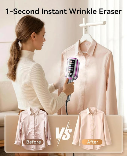 DIGIX 2-in-1 Steamer & Iron, 10s Heat-up, LED Display, 6 Modes, 130ml Large Tank, Self Clean, 1200W Travel Steamer for Clothes, Portable Handheld Garment Steamer for Travel Home Office, Auto-off, 120V
