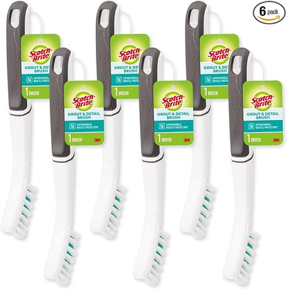 Scotch-Brite Tile & Grout Brush, Strong Bristles to Scrub Away Grime, 6 Count