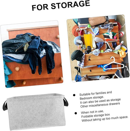 ABOOFAN Reusable Felt Storage Basket with Handles Medium Grey Household Clothes and Magazine Organizer Dense Laundry Hamper for Easy Carrying and Washing