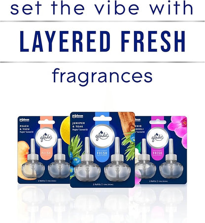 Glade PlugIns Refills Air Freshener, Juniper & Teak, Scented and Essential Oils for Home and Bathroom, 0.67 Fl Oz, 10 Count