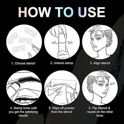 Eyebrow Stamp Stencil Kit - One-Step Eye Brow Stencil Kit with 24 Reusable Thin & Thick Eyebrow Stencils, Long-Lasting Waterproof & Smudge-Proof Brow Stamp Kit for Perfect Eye Makeup