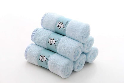 HIPHOP PANDA Baby Washcloths, Rayon Made from Bamboo - 2 Layer Ultra Soft Absorbent Newborn Bath Face Towel - Reusable Baby Wipes for Delicate Skin - Blue, 12 Pack