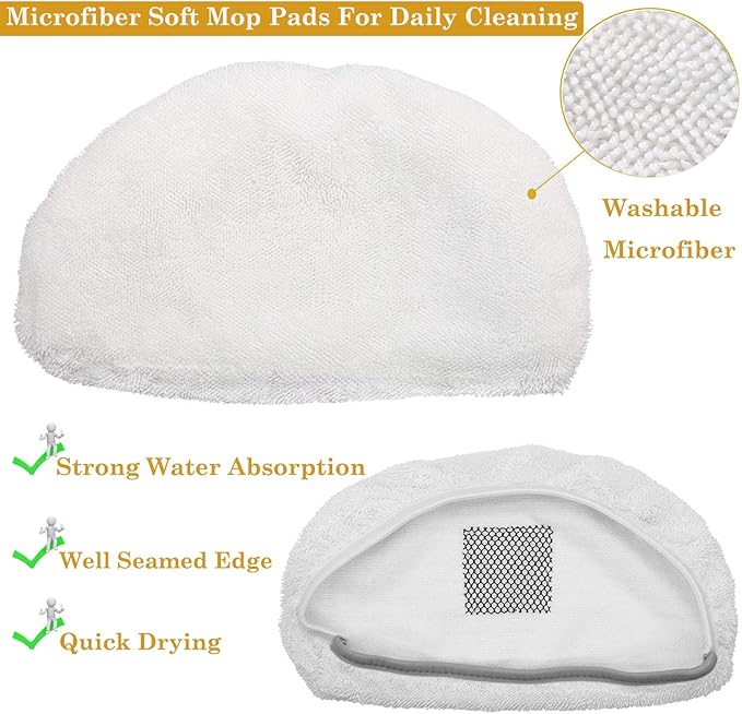 6 Pack Replacement Steam Mop Pads for Bissell Powerfresh Steam Mop 1940 1440 1544 1806 2075 Series, Model 19402 19404 19408 19409 1940a 1940f 1940q 1940t 1940w B0006 B0017,Washable Cleaning Pad