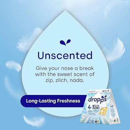 Dropps 4-in-1 Plus Oxi Laundry Detergent Pods, Free & Clear (38 Count) - Unscented Laundry Pods | Odor Defense | Fights Stains | Whitens & Brightens | Clean Ingredients | Plastic Free Packaging