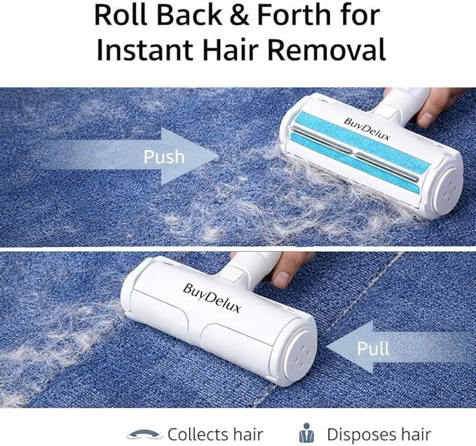 Pet Hair Remover Roller, Reusable Self-Cleaning Lint Roller for Dog & Cat Hair, Fur Removal for Furniture Couch Carpet Car Clothes & Bedding, No Sticky Tape or Refills