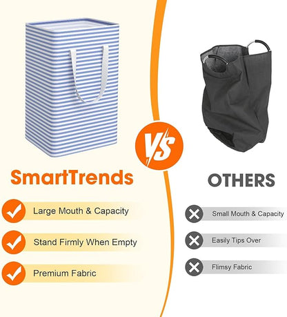 3 Pack Large Laundry Basket,Waterproof & Freestanding Laundry Hamper,Collapsible Clothes Hampers with Easy Carry Long & Reinforced Handles in Bathroom,College Dorm(75Lx3,Blue)