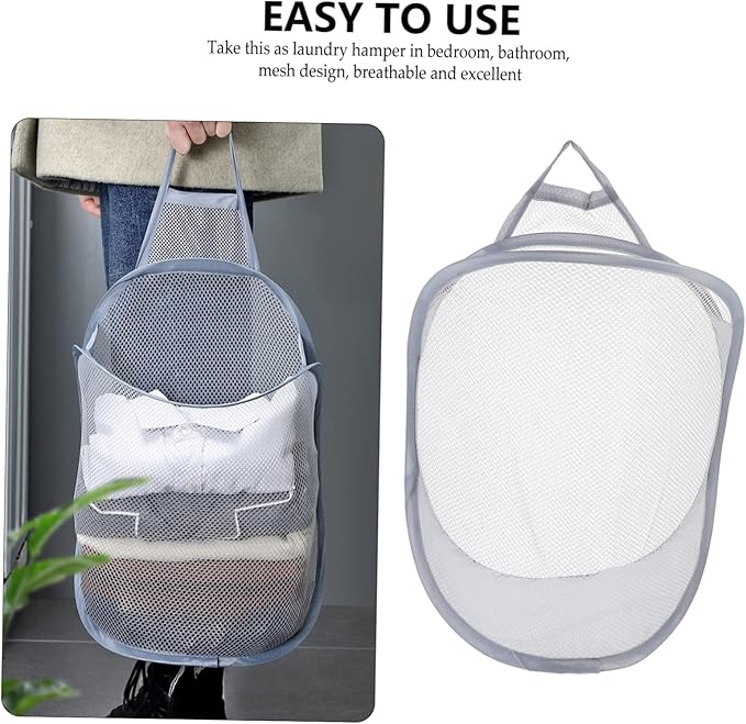 Cabilock 2pcs Wall-mounted Folding Laundry Storage Baskets Breathable Organizer for Clothes and Sundries Space-saving Design for Home Bathroom Bedroom Dorm Use