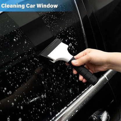 Gomake 2PCS Small Rubber Squeegee Ice Scraper Window Shower Squeegee,Auto Water Blade Squeegee for Shower Glass Door,Car Windshield, Window, Mirror, Bathroom,Countertop Cleaning (Black)