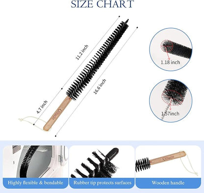 16.5" Dryer Vent Cleaner Kit with 3 Wool Dryer Balls | Lint Remover Tool for Fire Prevention & Faster Drying | Reusable Pet Hair Brush for Dryer Duct Maintenance | Laundry Care Essential
