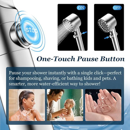FEELSO Filtered Shower Head with Handheld, High Pressure 4 Spray Showerhead with Filters & Upgraded Anti-clog Nozzles for Hard Water -Remove Chlorine, Reduce Dry Itchy Skin -ON/OFF Switch