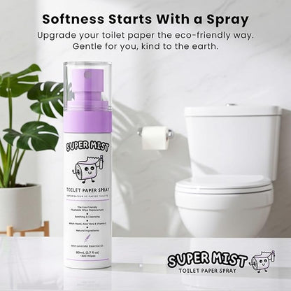 Toilet Paper Spray (2.7 fl oz/300+ Uses) - Upgrade Toilet Paper into a Gentle, Cleansing Wipe | A Better Toilet Paper Experience | Soothing Formula | Travel Friendly