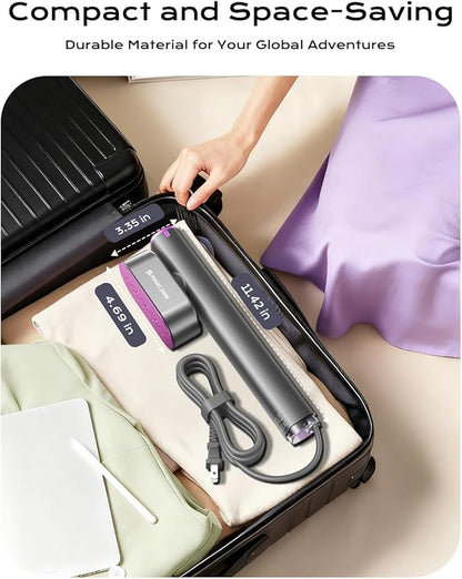 MAGIC JOHN Travel Steamer for Clothes, 100-240V Dual Voltage Portable Garment Steamer, 1000W Travel Size Handheld Steamer & Iron 2 in 1 for Global & Europe Travel, Business, Home