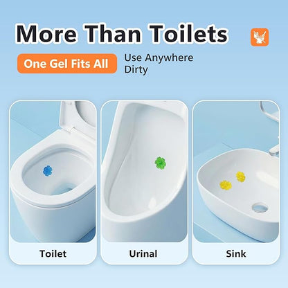 Li&Zhao Toilet Gel Stamps 5 Pack with 5 Different Long-Lasting Refreshing Scents, Flower Shaped Toilet Bowl Cleaners Gel for Interior Cleaning, Includes Gel Thruster
