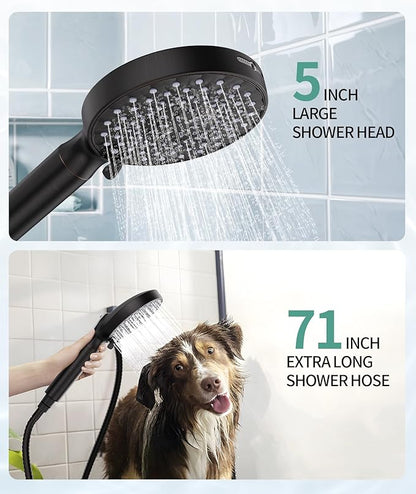 SR SUN RISE Filtered Shower Head with Handheld High Pressure 9 Spray Mode Showerhead Detachable Shower Head Water Softener Filters Beads for Hard Water Remove Chlorine 4 Filters Matte Black