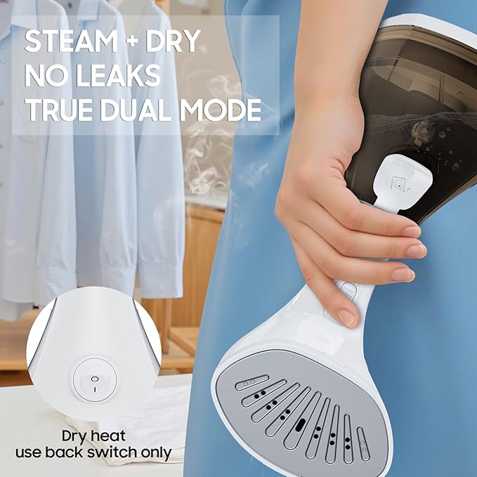 Lollair Steamer for Clothes, 20S Heat-up,1200W, 250ml,13-Vent Design for Strong Steaming, 2-in-1 Steamer & Iron, Handheld for All Fabrics, Garment Wrinkle Removal, Portable & Travel-Ready (ONLY 120V)