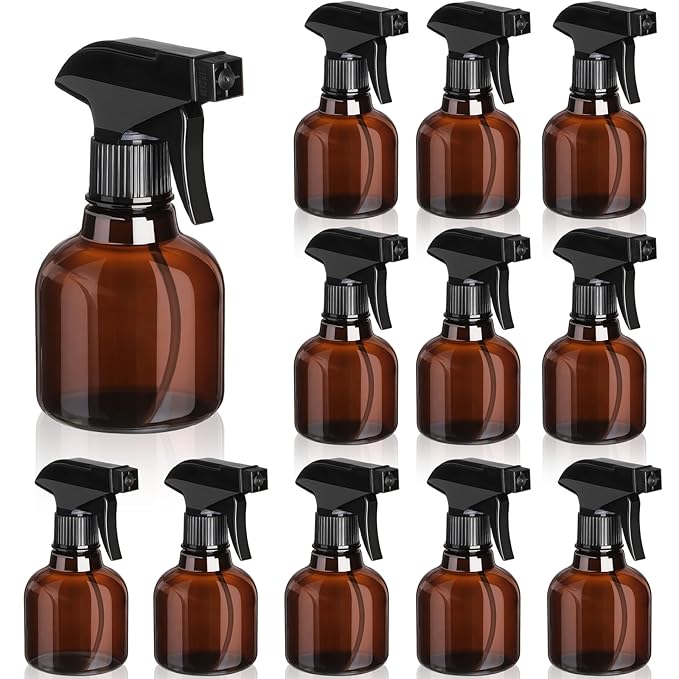 Jinei 24 Pcs 8 oz Empty Plastic Spray Bottle Bulk with Trigger Sprayers Pet Adjustable Head from Fine to Stream Refillable for Hair Plants Cooking Pets, No Leakage(Black)