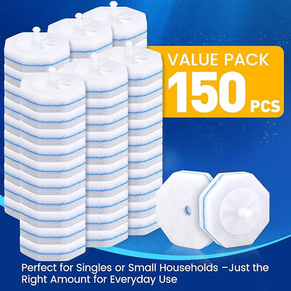 Toilet Brush Refills, Disposable Toilet Bowl Cleaner Refills for Toilet Cleaner Wand, Single-Use Hygienic Scrubber Pads, 150 Count