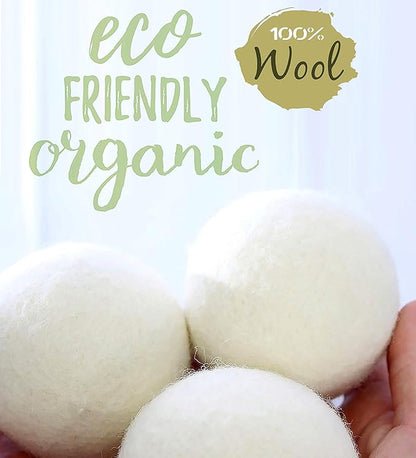 (WB0006-6 Pk Wool Dryer Balls - Premium XL Organic Eco-Friendly Natural Unscented Non-Toxic Felt Laundry Balls, Anti-Static, Chemical Free, Fabric Softener, 100% Natural New Zealand Wool