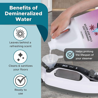 Steam & Go Deminerilized Water - Multi-Surface Cleaner for Steam Cleaners, Hardwood Floors, Kitchens, & Bathrooms - Germ-Killing Formula - Hotel California Scent - 1 Gallon