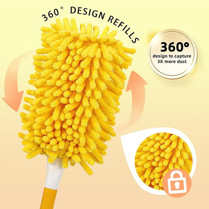Reusable Duster Refill Compatible with Swiffer Hand Duster - 360 Heavy Duty Dusters Refills - Microfiber Ceiling Fan Duster for Swiffer Dusters Extended Handle, 2 Pack(Handle is Not Included)